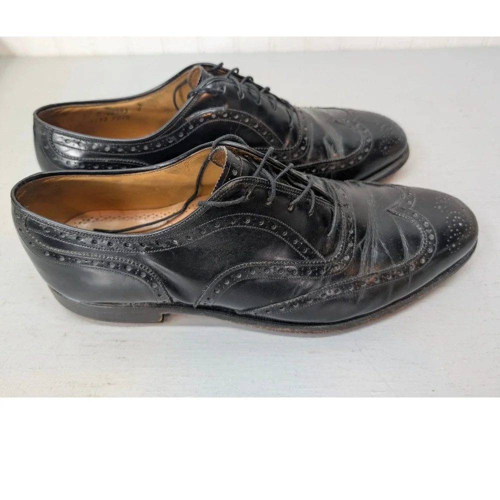 Johnston & Murphy Leather Wingtip Oxford Brogue Dress Shoes Men's 11.5‎ B Black